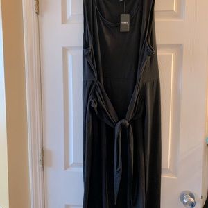 Size 3 Torrid black tank dress with attached belt tie.